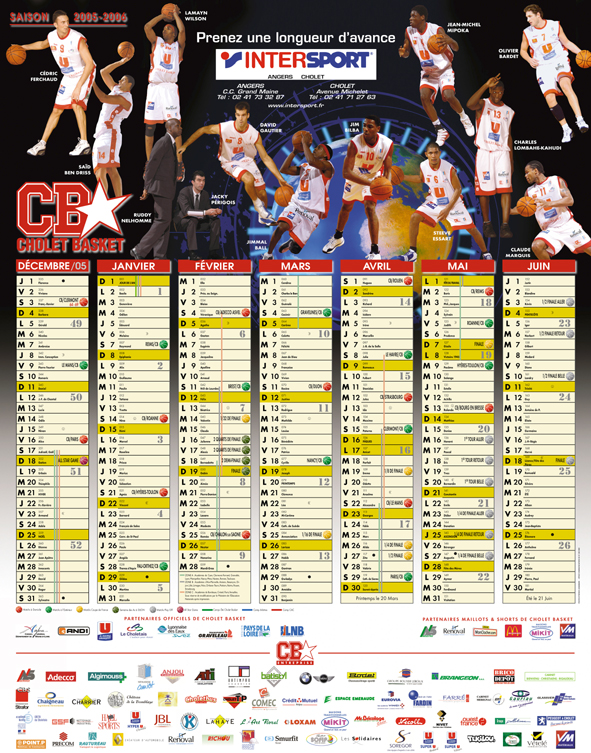 Calendrier Cholet Basket Cholet Basket